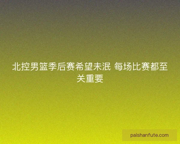 北控男篮季后赛希望未泯 每场比赛都至关重要