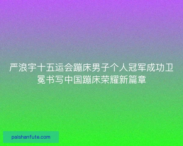 严浪宇十五运会蹦床男子个人冠军成功卫冕书写中国蹦床荣耀新篇章